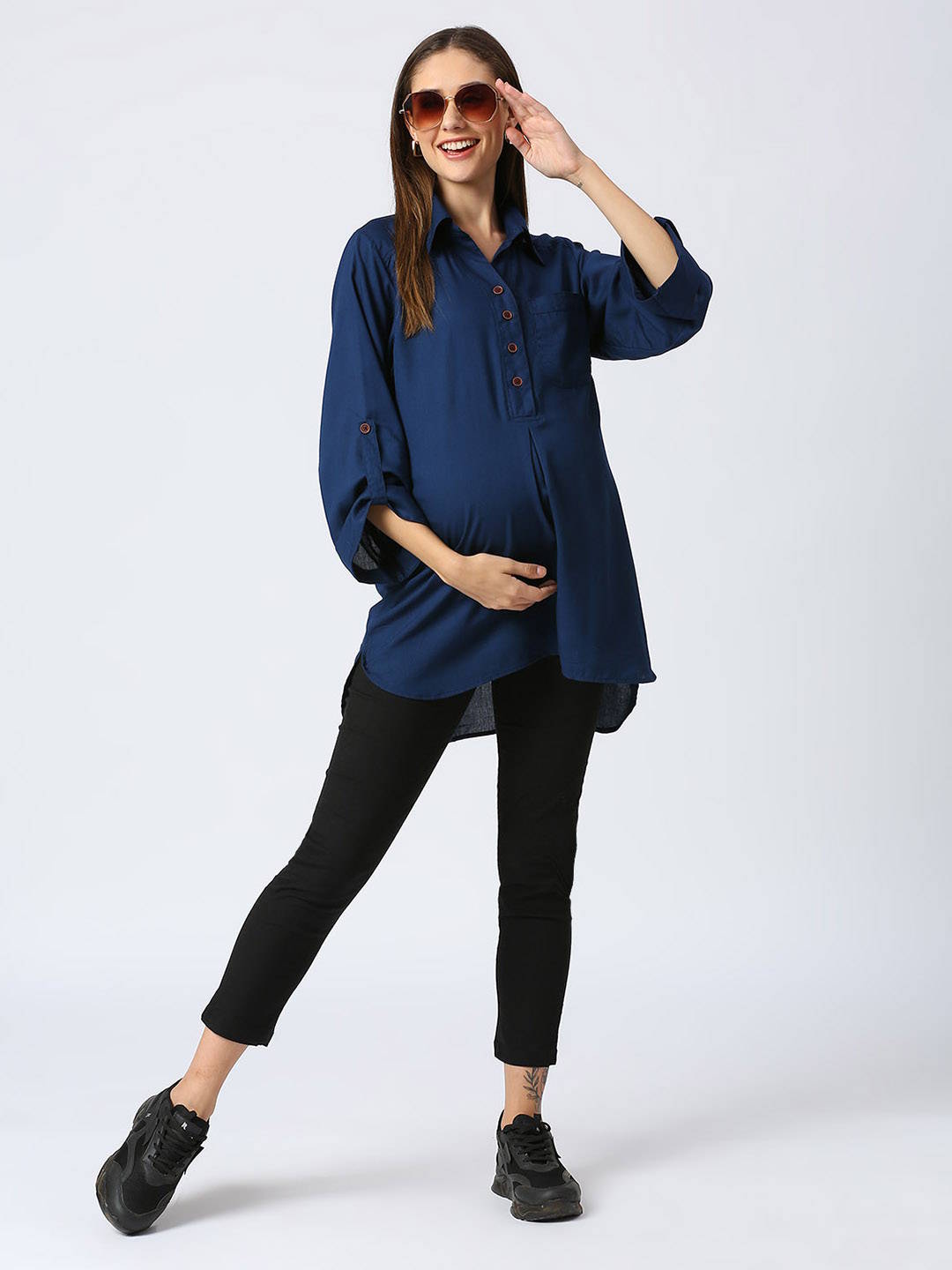 Rayon Casual Maternity Maternity Dress - Blue