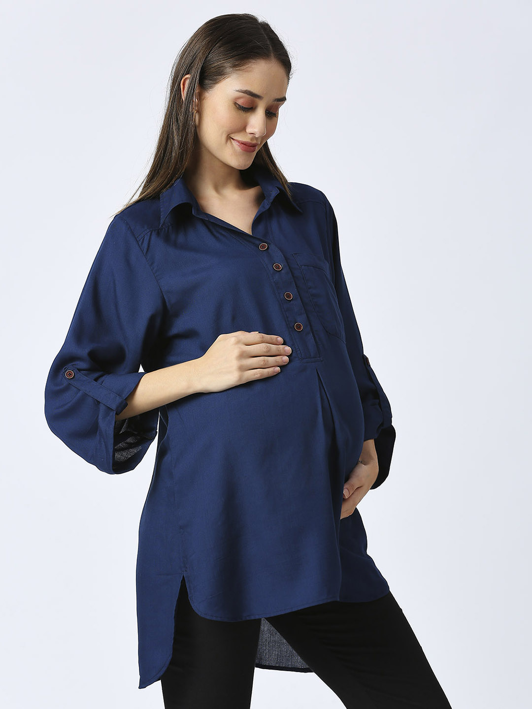 Rayon Casual Maternity Maternity Dress - Blue - Image 2