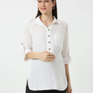 Rayon Casual Maternity Maternity Shirt - White