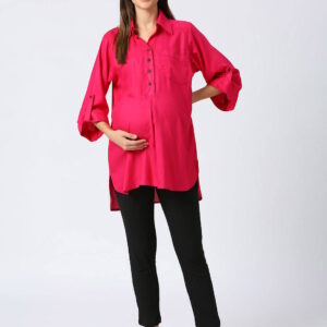 Rayon Casual Maternity Maternity Shirt - Pink