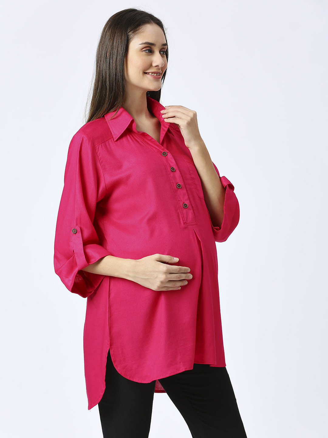 Rayon Casual Maternity Maternity Shirt - Pink - Image 2
