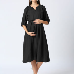 Black Rayon Maternity Maternity Dress - Black