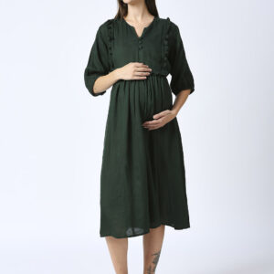 Emerald Green Rayon Maternity Dress - Green