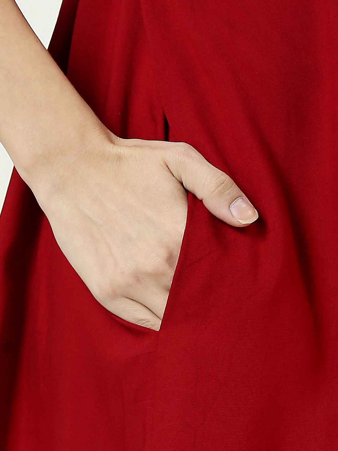 Radiant Maroon Rayon Maternity Dress - Maroon - Image 3
