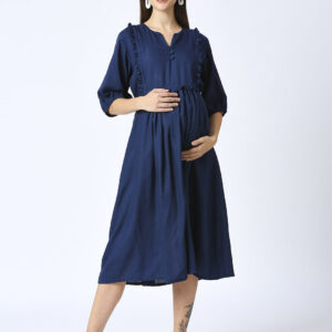 Nautical Blue Rayon Maternity Dress - Blue