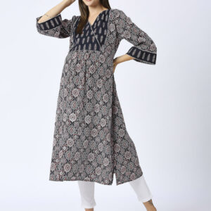 Obsidian Black Ethnic Maternity Kurta - Black