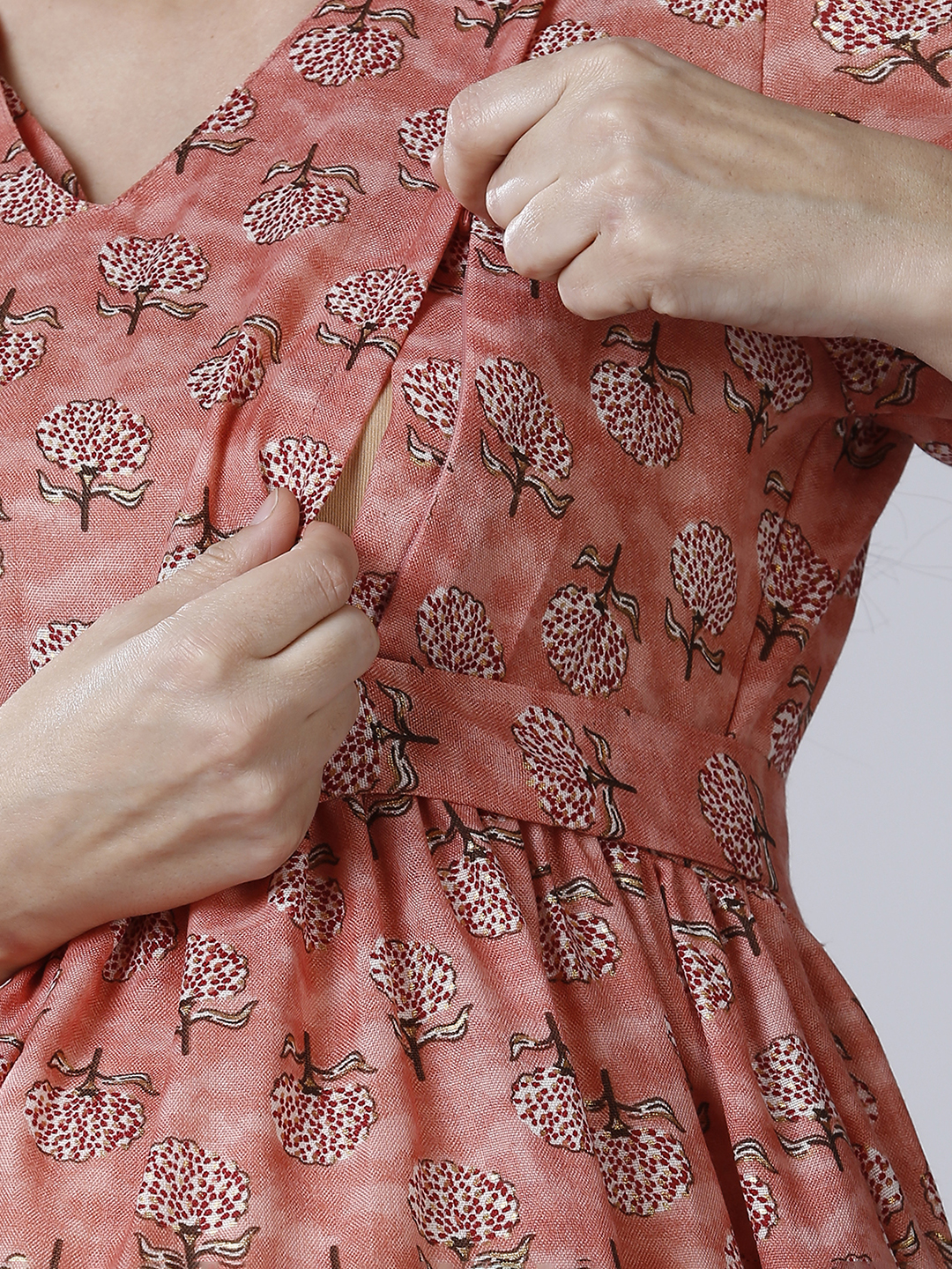 Womens Coral Cotton Maternity Dress - Black - Image 4