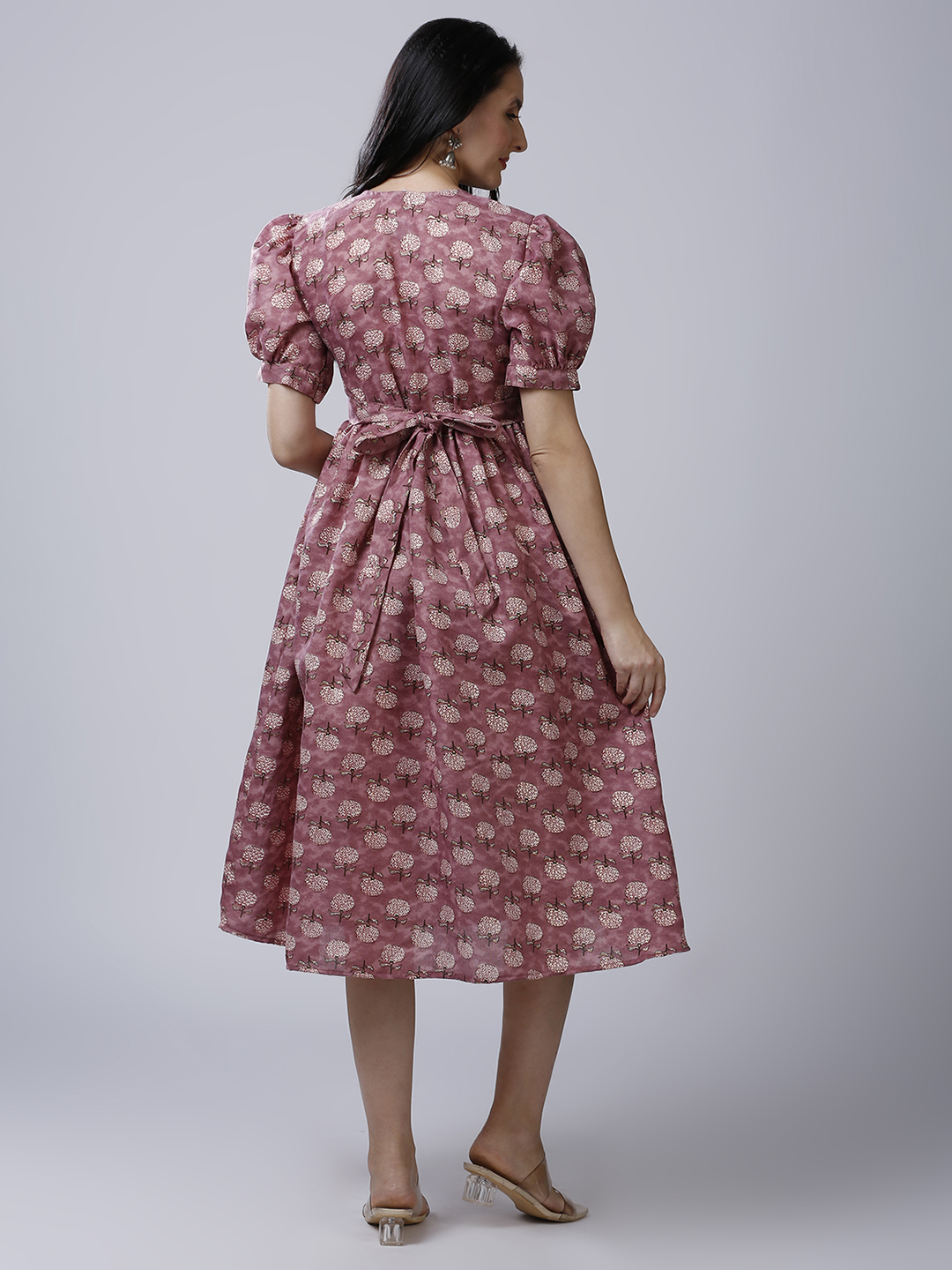 Womens Purple Cotton Maternity Dress - Purple - Image 5