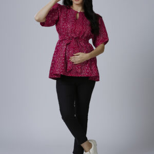 Womens Pink Cotton Maternity Top - Pink
