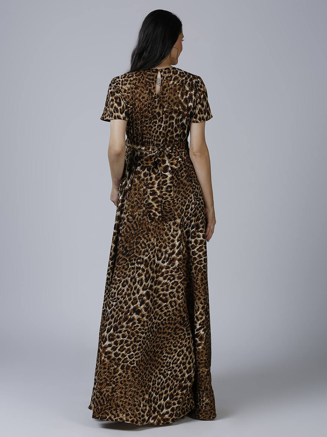 Womens Brown Animal Maternity Dress - Red - Image 5