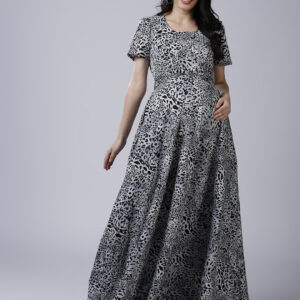Womens Grey Animal Maternity Dress - Grey