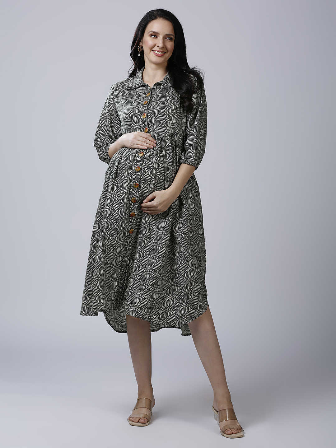 Womens Emerald Green Maternity Dress - Green