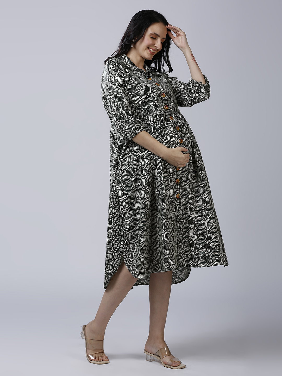 Womens Emerald Green Maternity Dress - Green - Image 2