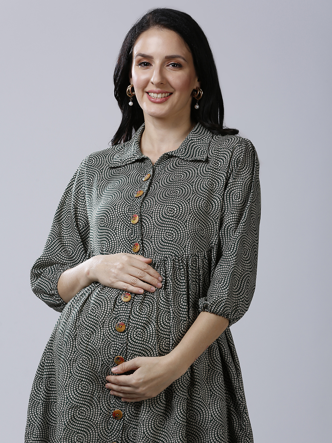 Womens Emerald Green Maternity Dress - Green - Image 3