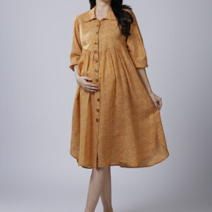 Womens Mustard Yellow Maternity Dress - Red