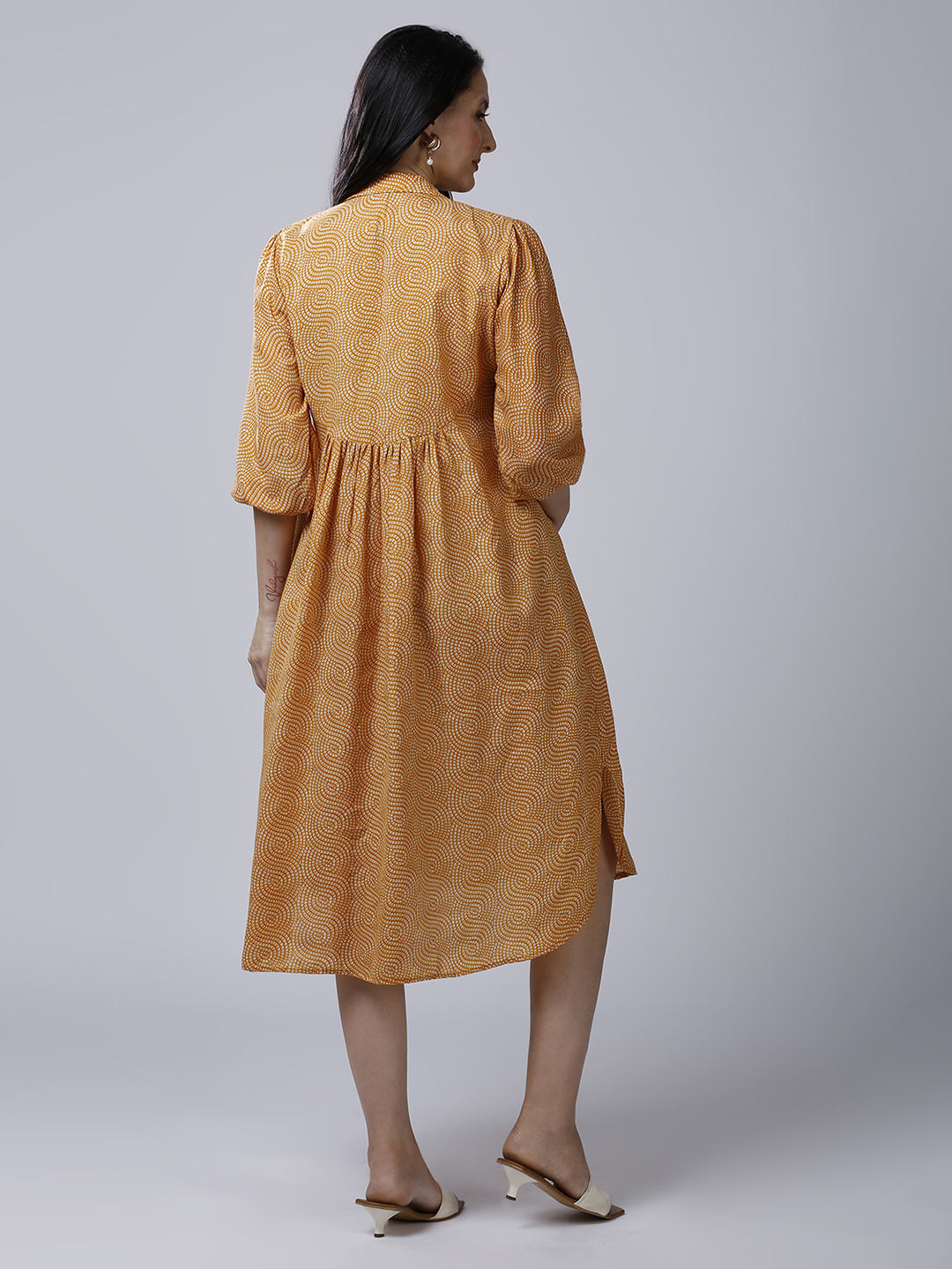 Womens Mustard Yellow Maternity Dress - Red - Image 5