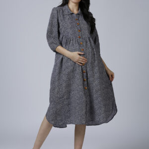 Womens Navy Blue Maternity Dress - Blue