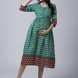 Womens Turquoise Green Maternity Dress - Green