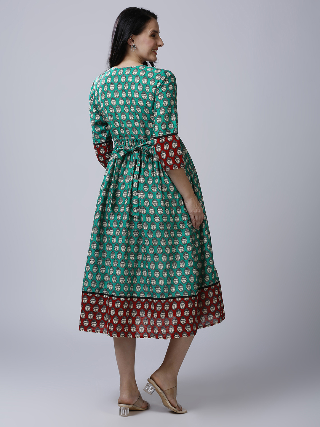 Womens Turquoise Green Maternity Dress - Green - Image 5