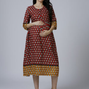 Womens Deep Red Maternity Dress - Red