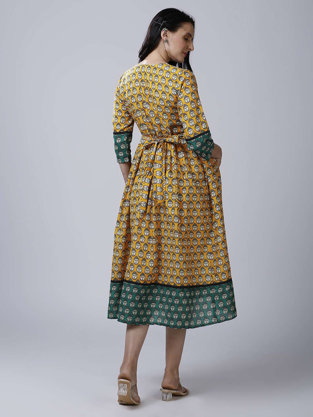 Womens Haldi Yellow Maternity Dress - Yellow - Image 5