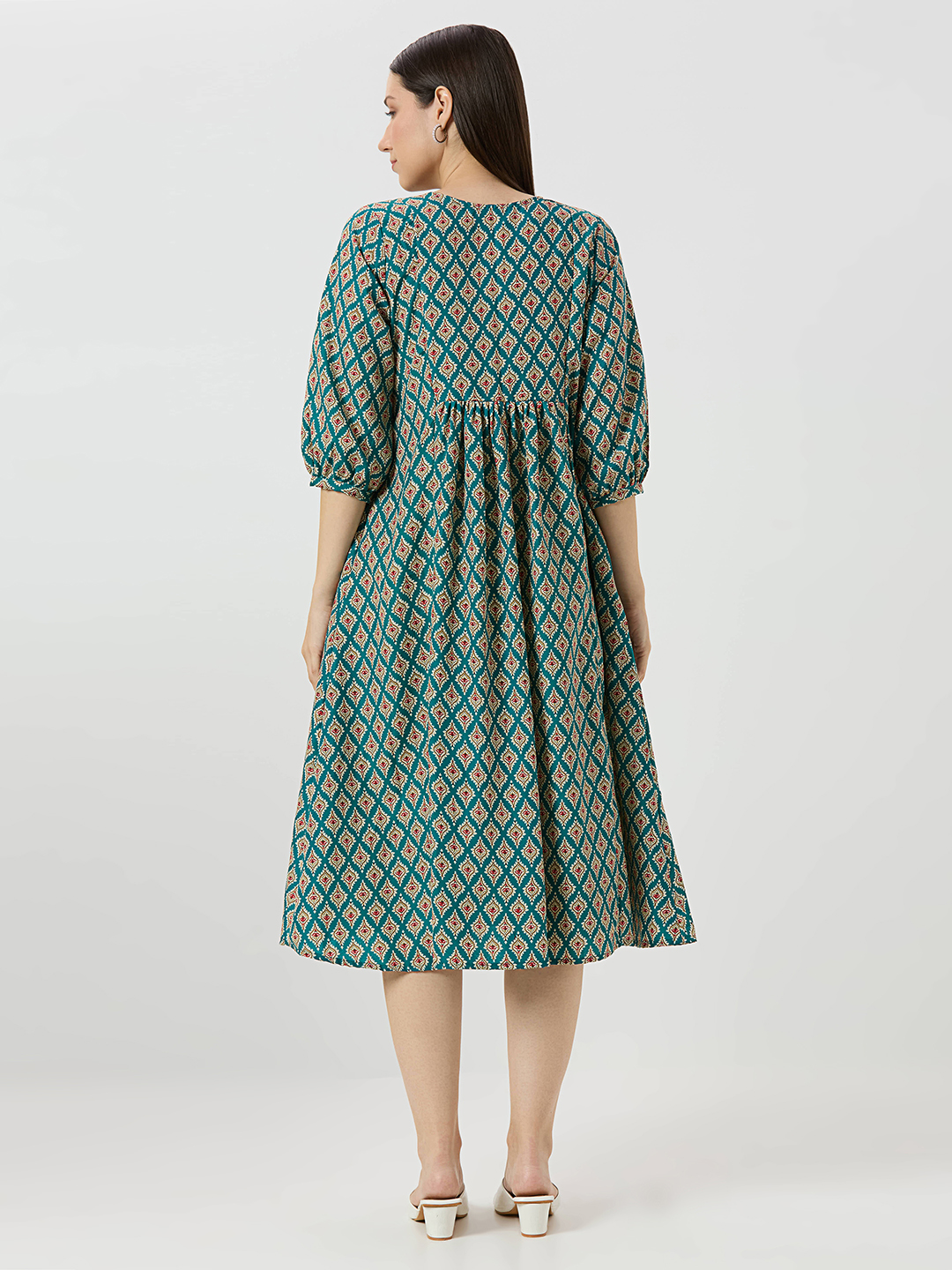Green Printed Blend Maternity Dress - Green - Image 5