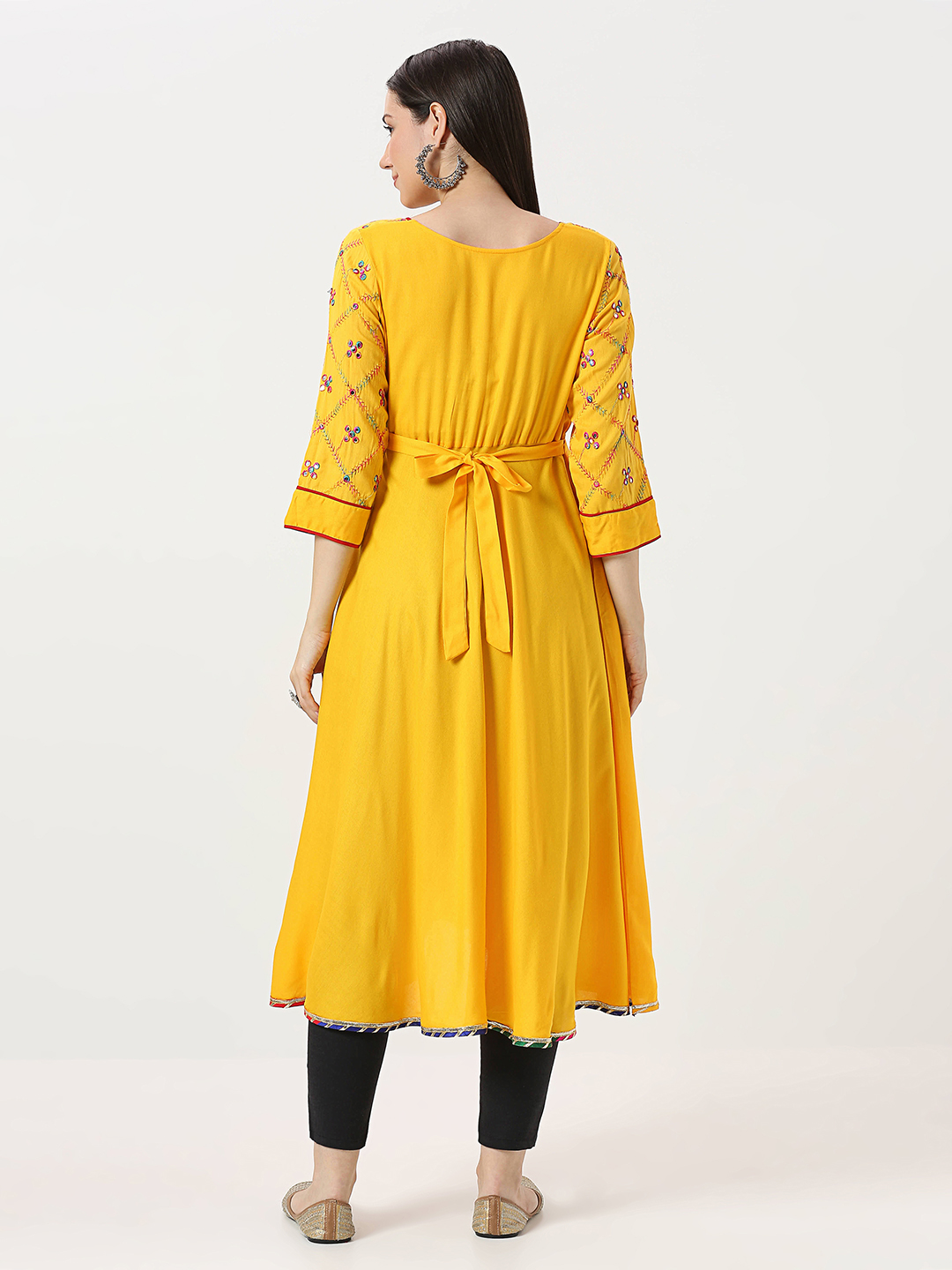 Yellow Rayon Mirrorwork Maternity Kurti - Yellow - Image 5