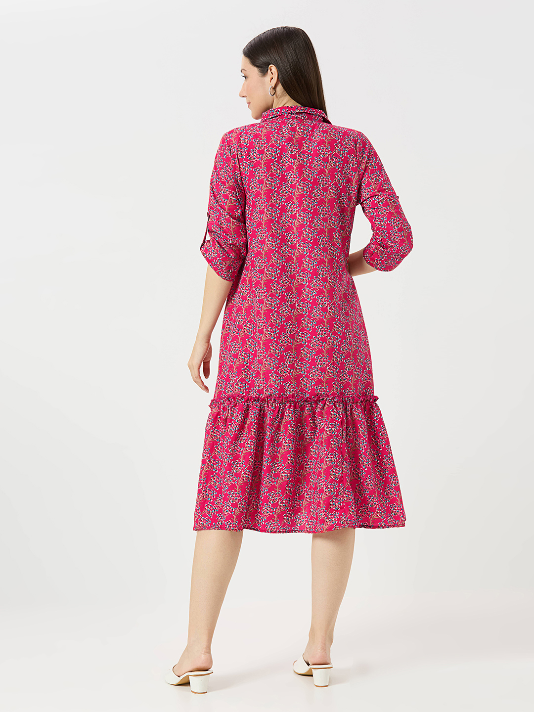 Fuchsia Pink Floral Maternity Dress - Pink - Image 5